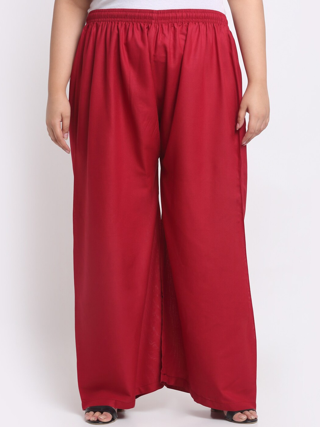 

Trend Level Plus Size Flared Ethnic Palazzos, Maroon