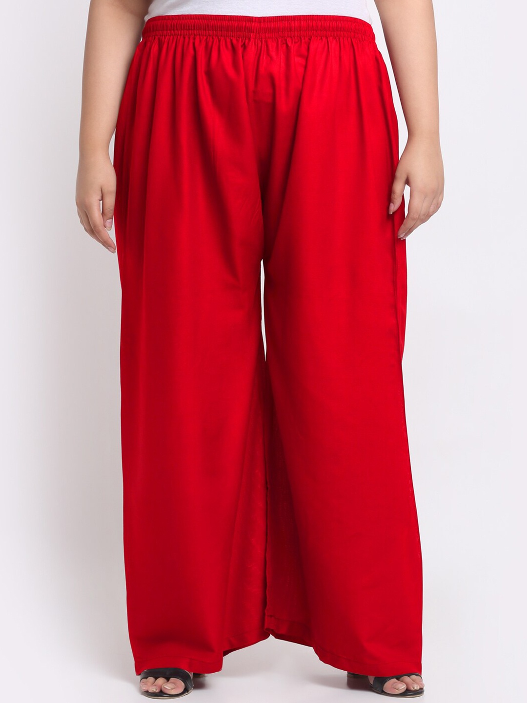 

Trend Level Plus Size Flared Ethnic Palazzos, Red
