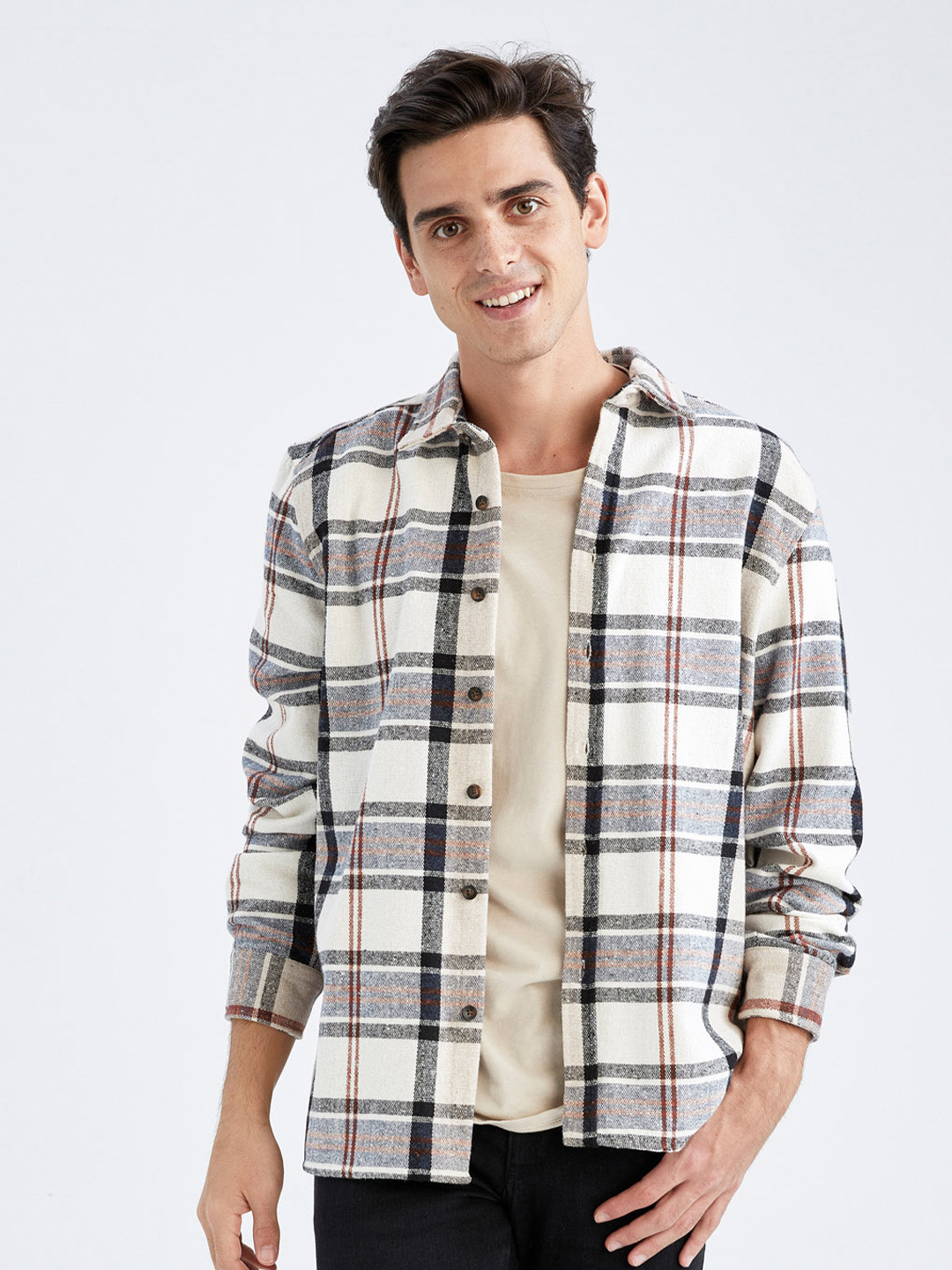 

DeFacto Tartan Checked Casual Shirt, White