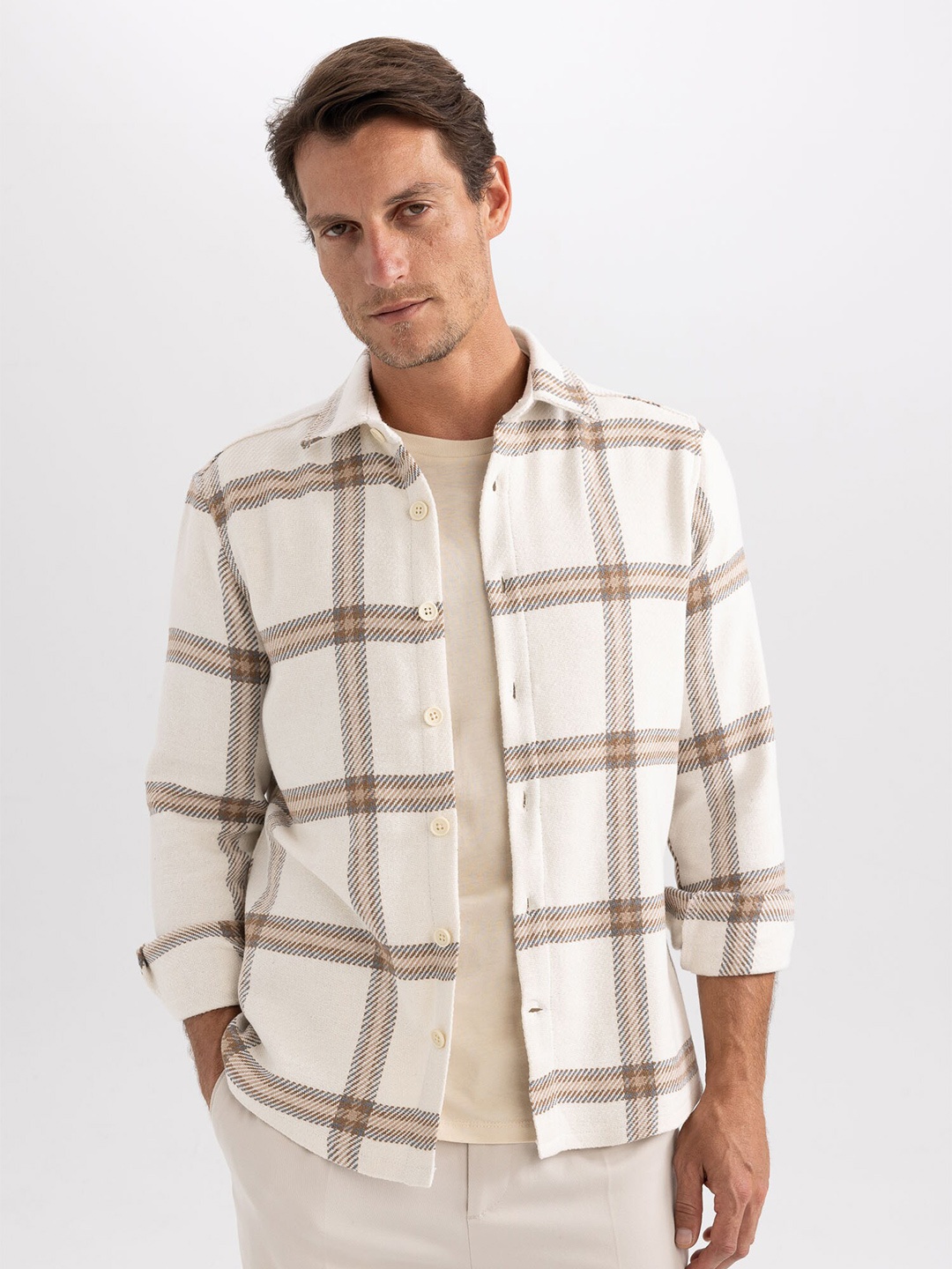 

DeFacto Windowpane Checked Casual Shirt, Na