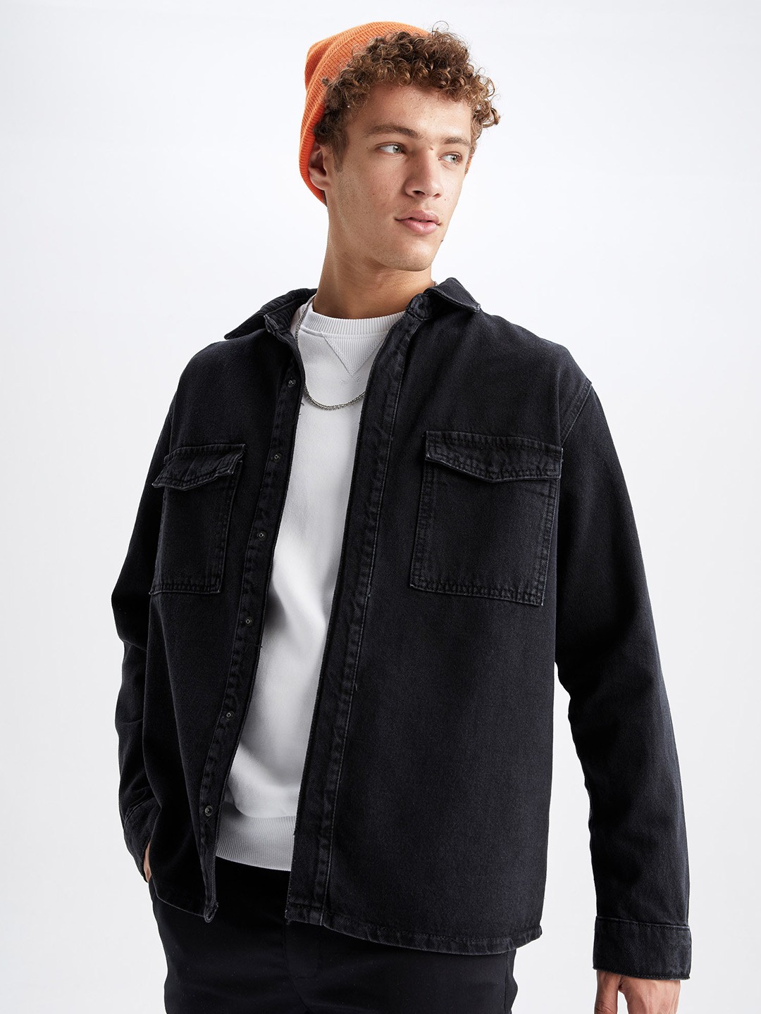

DeFacto Flap Pockets Casual Pure Cotton Shirt, Na