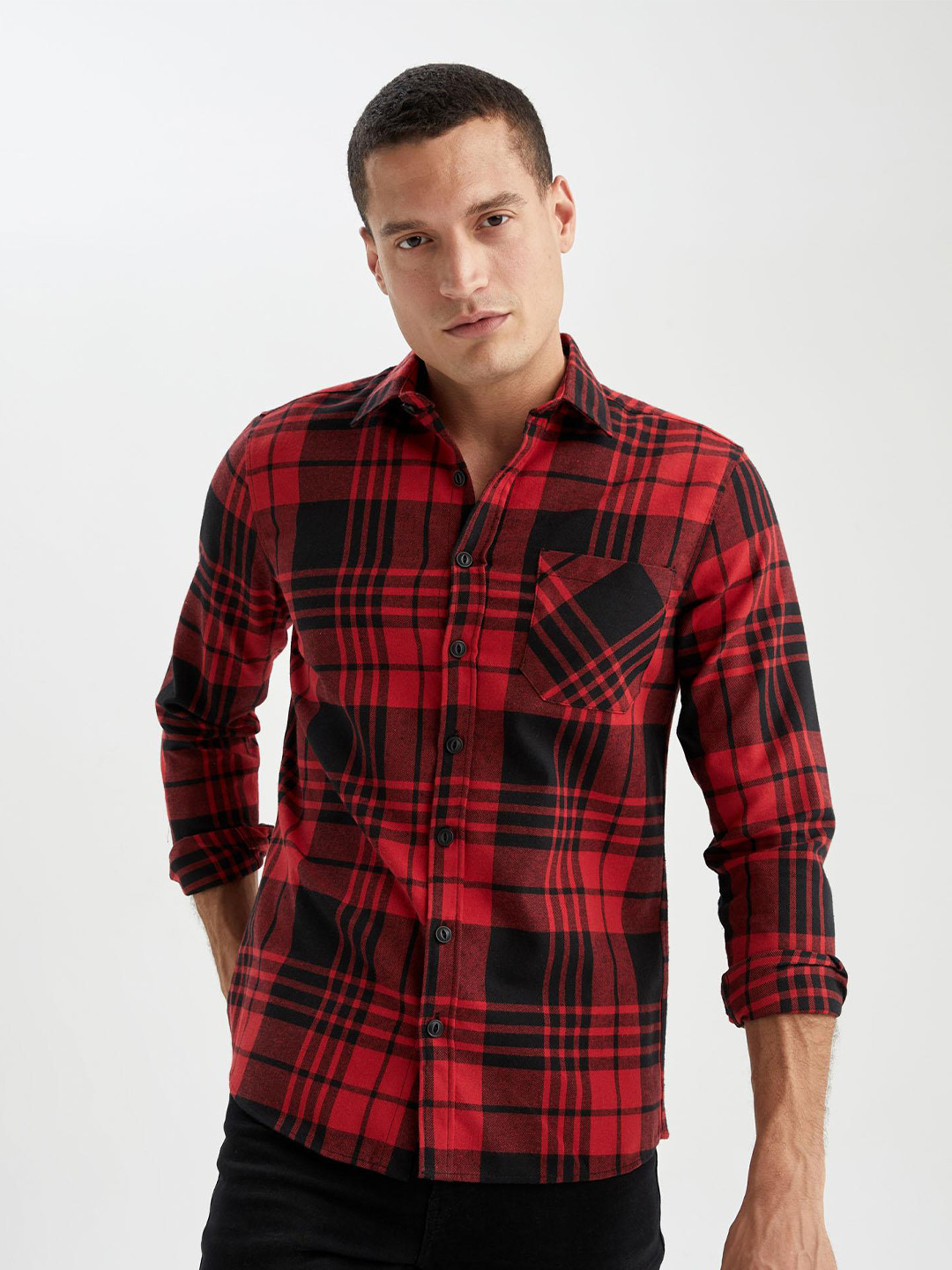 

DeFacto Tartan Checked Casual Shirt, Red