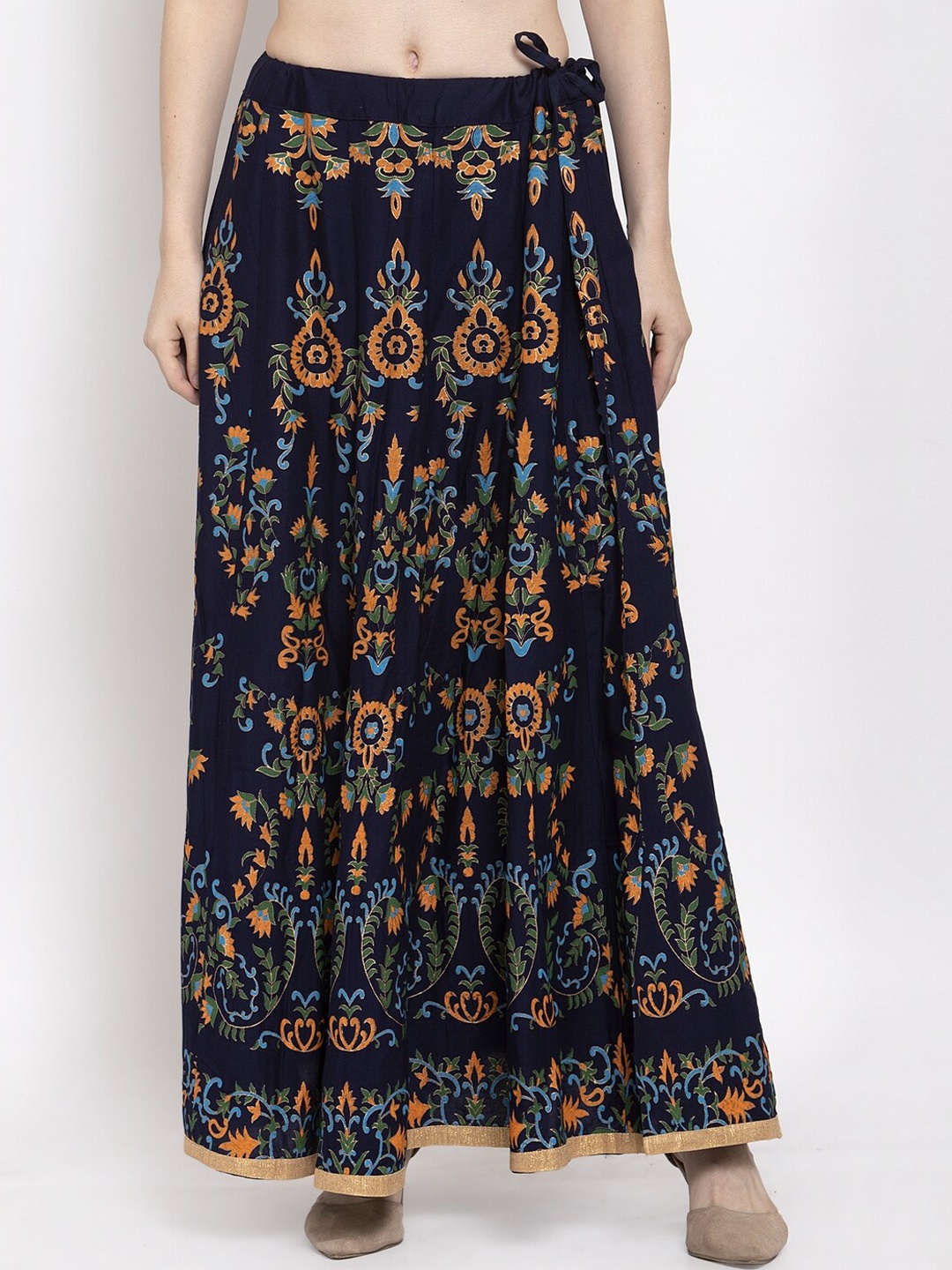 

Trend Level Ethnic Printed Flared Maxi Skirts, Navy blue