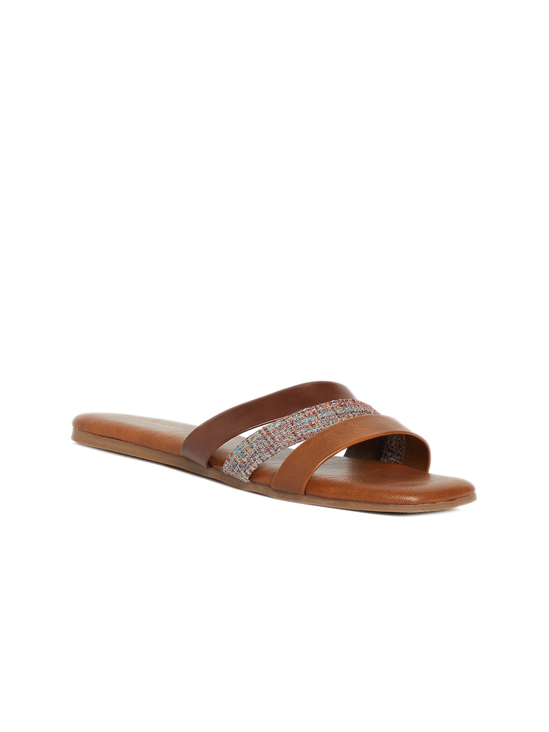 

Coral Haze Lily Textured Open Toe Flats, Tan