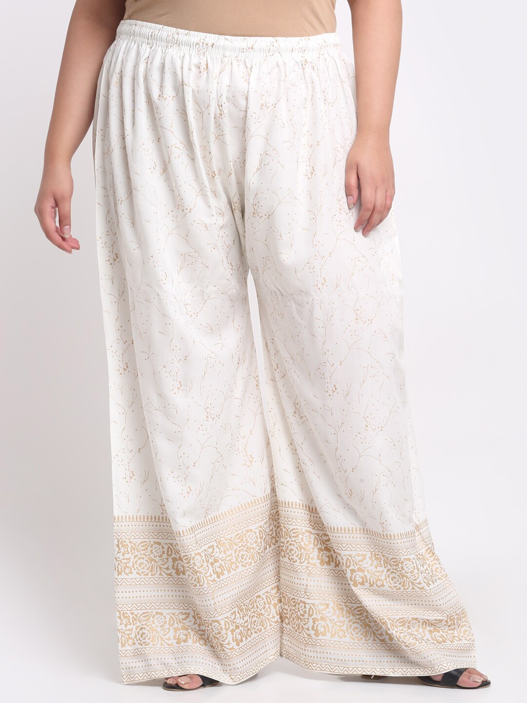 

Trend Level Ethnic Motifs Printed Flared Ethnic Palazzos, Off white