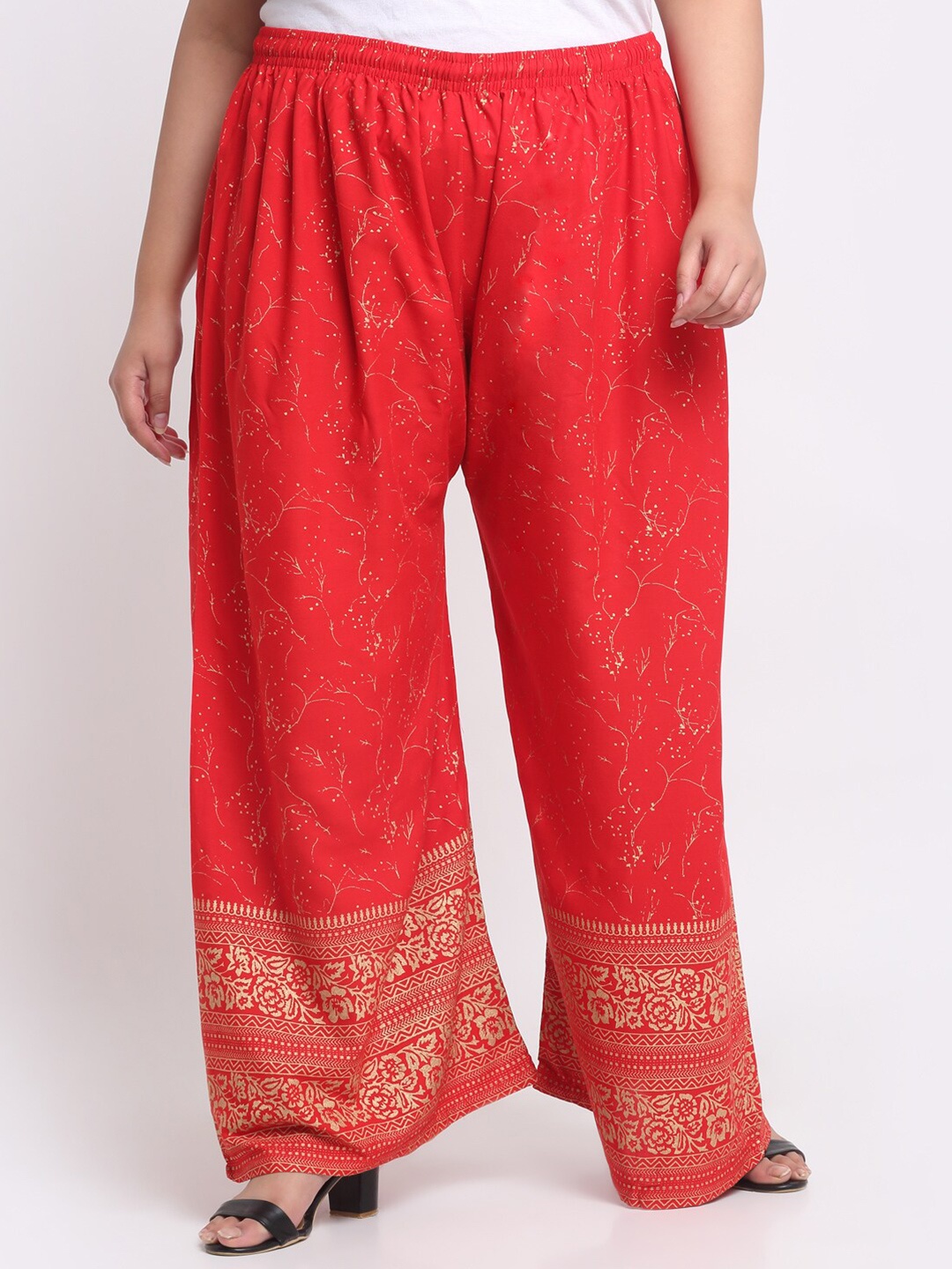 

Trend Level Floral Printed Flared Ethnic Palazzos, Red