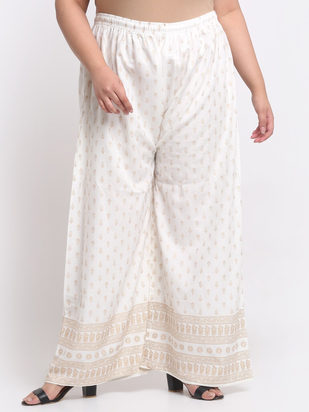 

Trend Level Ethnic Motifs Printed Flared Ethnic Palazzos, Off white