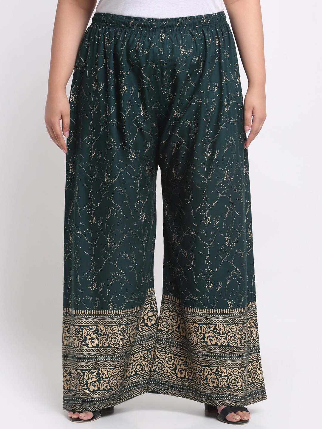 

Trend Level Ethnic Motifs Printed Flared Ethnic Palazzos, Green