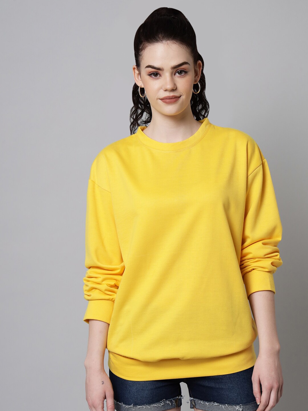 

Funday Fashion Long Sleeves Fleece Pullover, Yellow