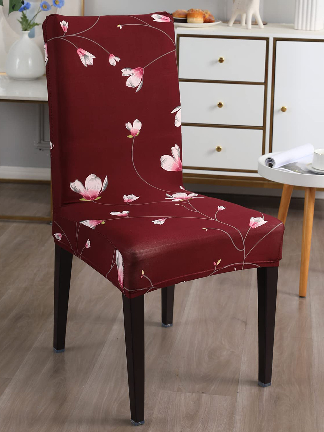 

Dakshya Industries 4 Pieces Maroon Printed Stretchable Chair Covers