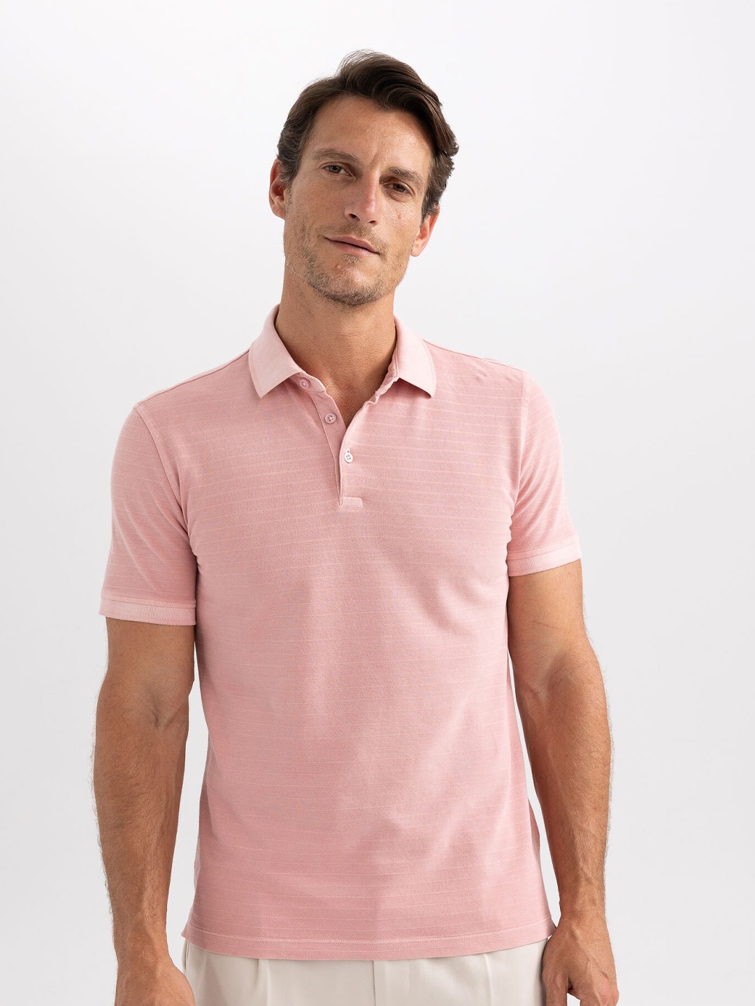 

DeFacto Polo Collar Cotton T-shirt, Pink