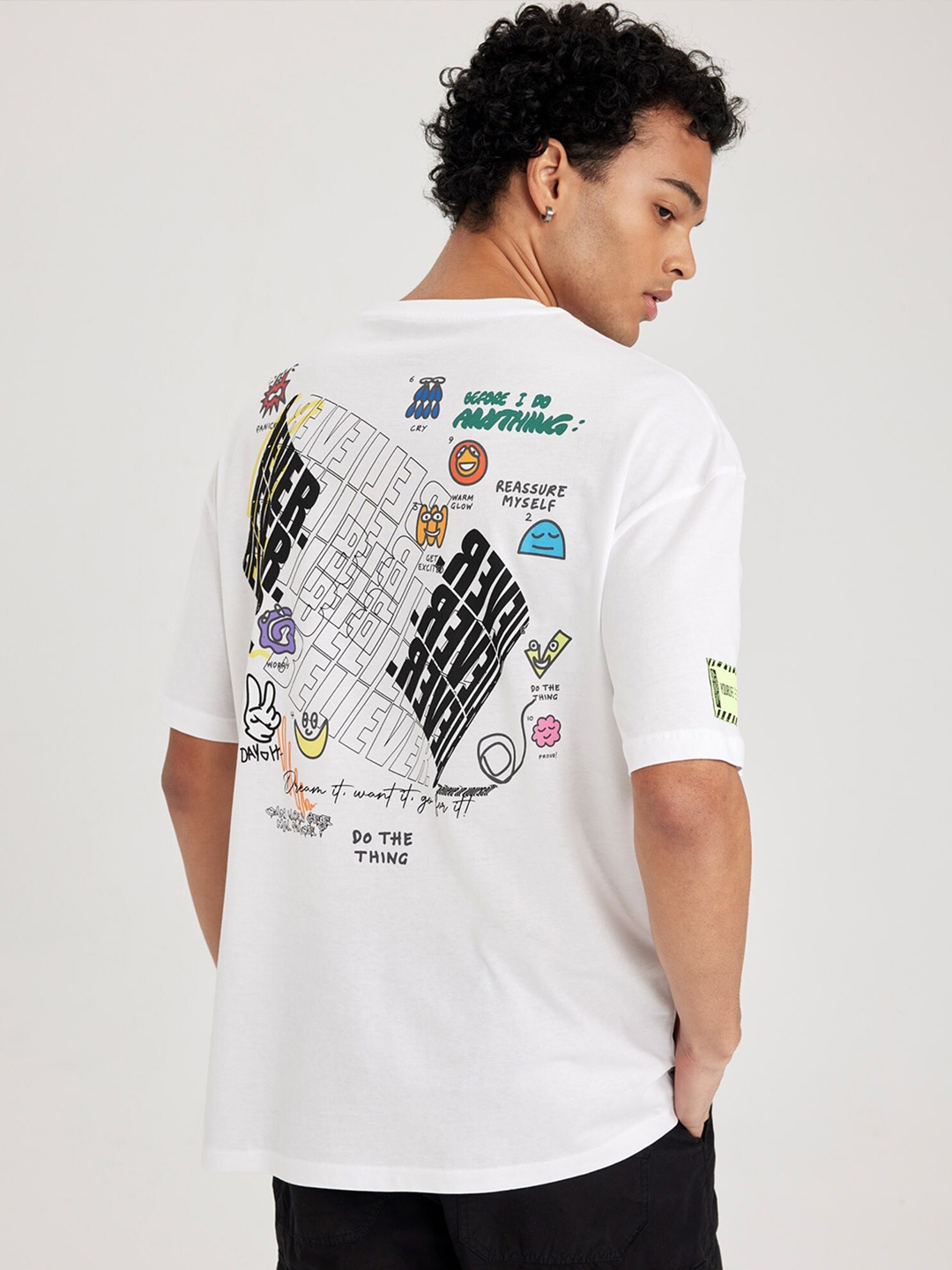 

DeFacto Typography Printed Pure Cotton T-Shirt, White