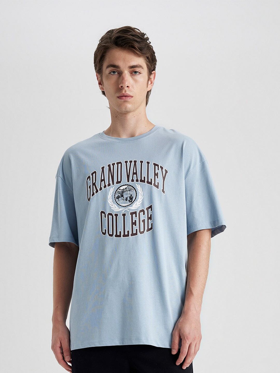 

DeFacto Typography Printed Pure Cotton T-shirt, Blue
