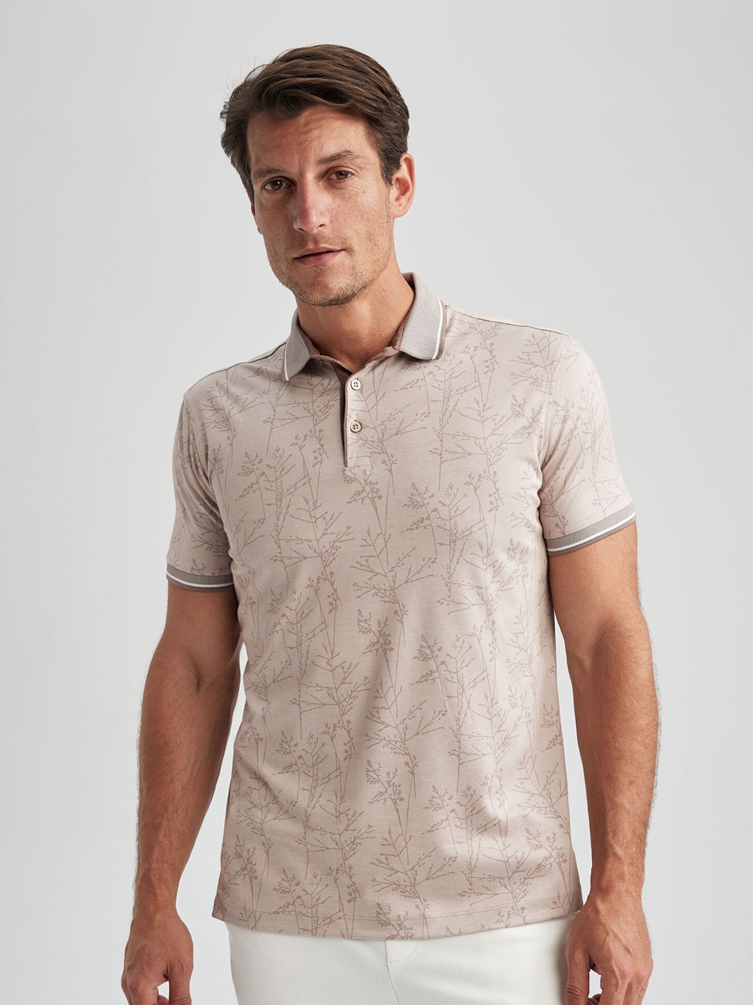 

DeFacto Conversational Printed Polo Collar Cotton Regular T-shirt, Mauve
