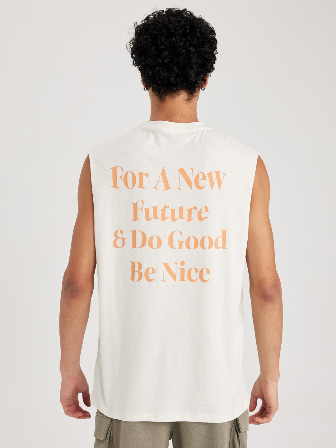 DeFacto Typography Printed Pure Cotton T-shirt, White