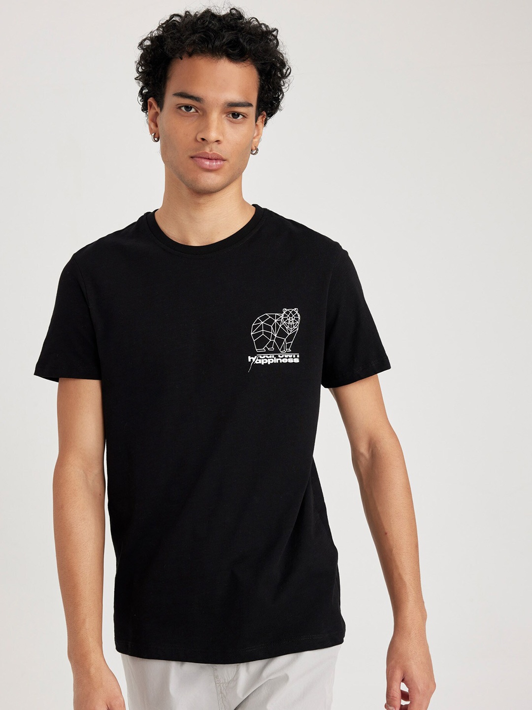 

DeFacto Round Neck Pure Cotton T-shirt, Black