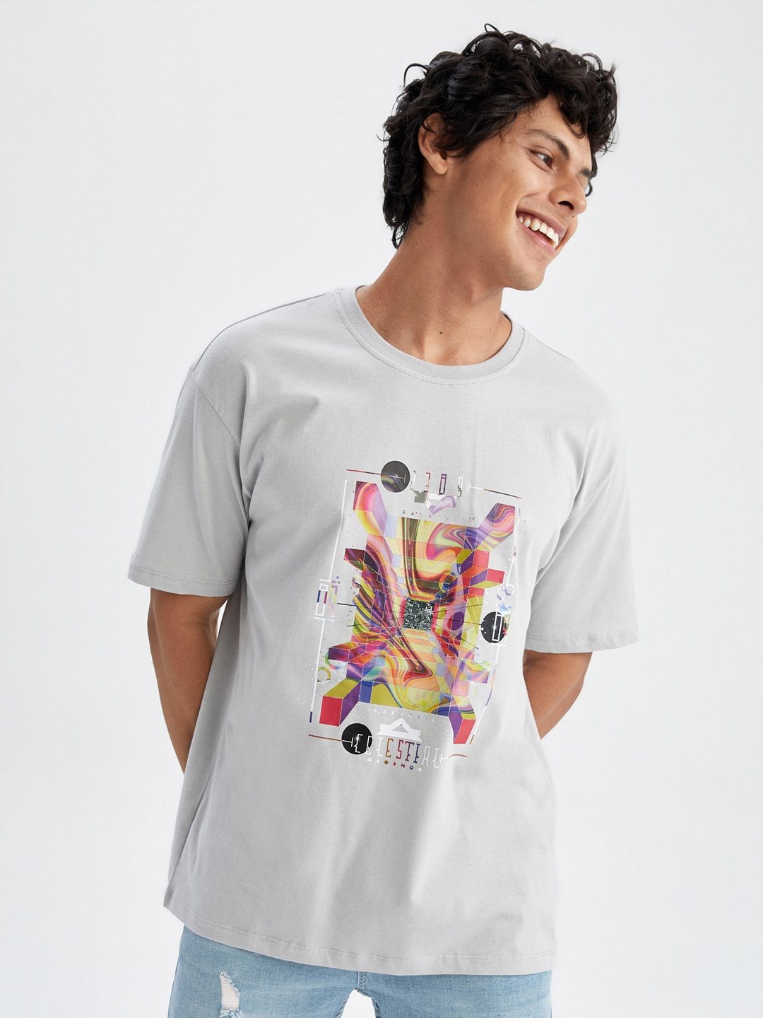 

DeFacto Graphic Printed T-shirt, Grey