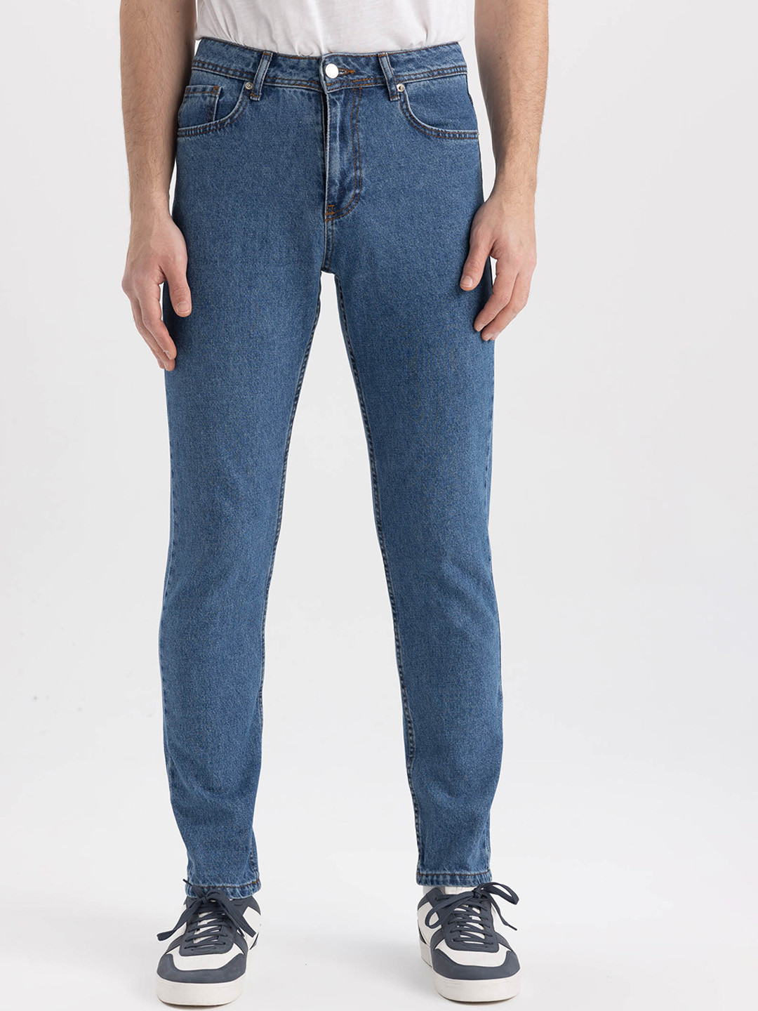 

DeFacto Men Mid Rise Cotton Trousers, Blue