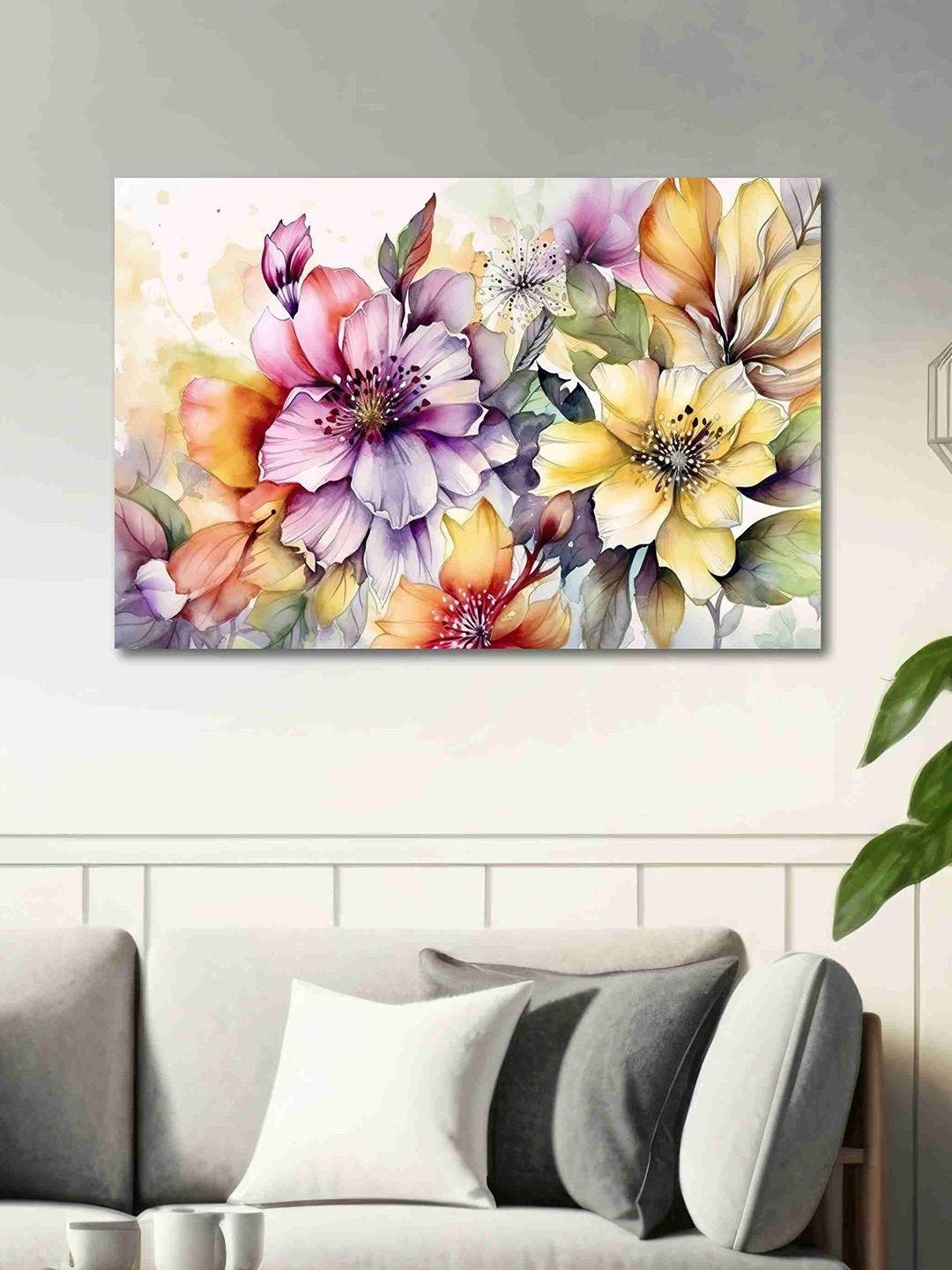

SAF Pink & Lavender Floral Printed Cnvas Wall Art
