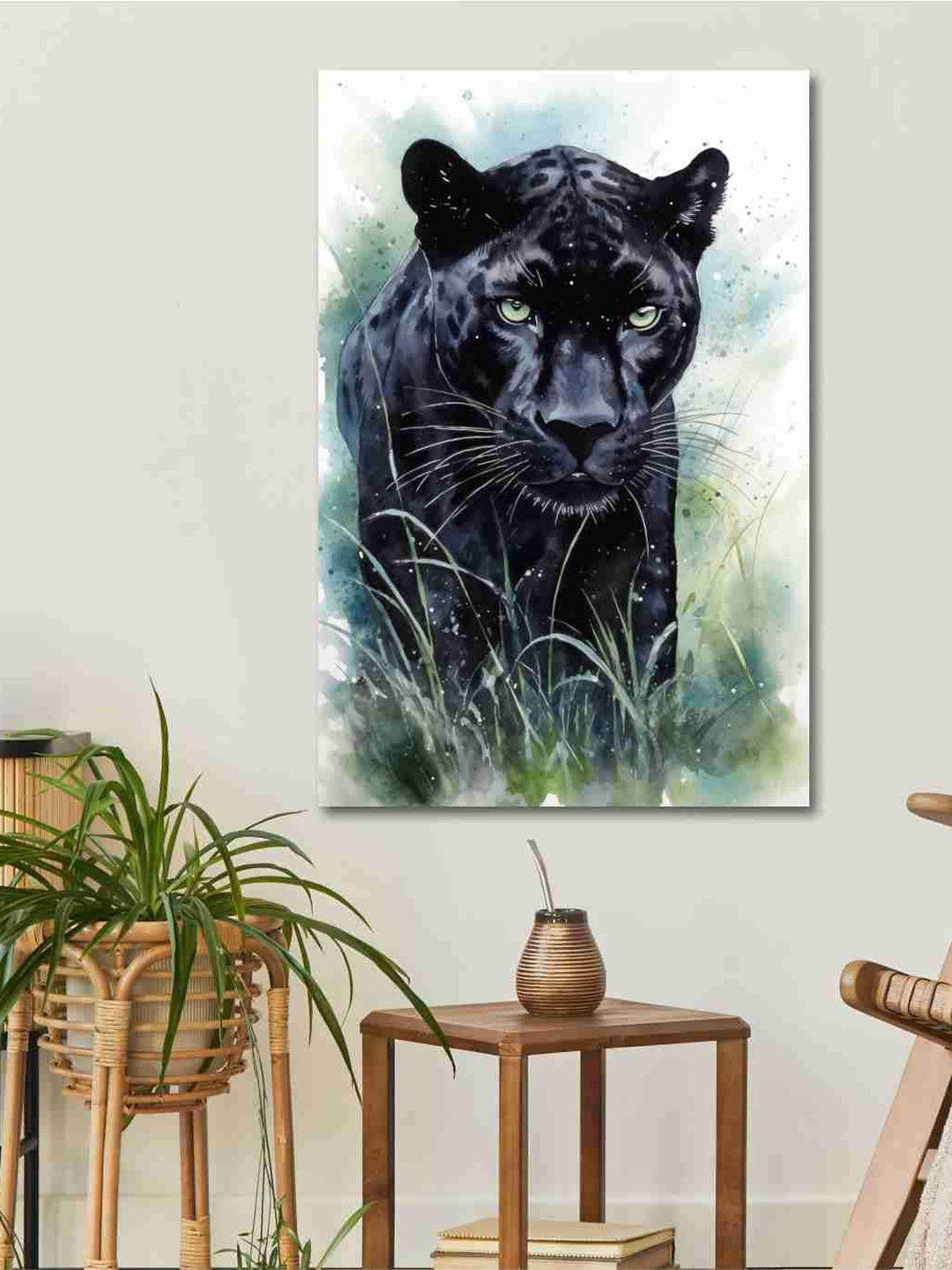 

SAF Black & Green Tiger Premium Canvas Unframed Wall Art