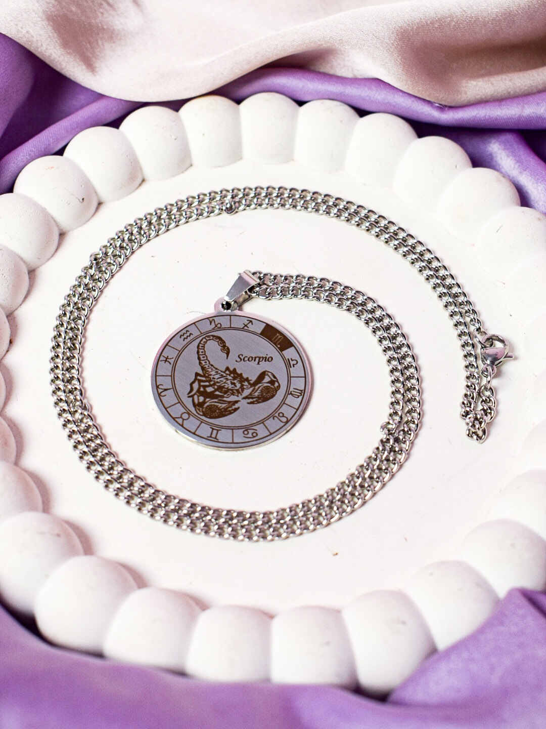 

SALTY Stainless Steel Zodiac Solstice Pendant With Chain, Silver