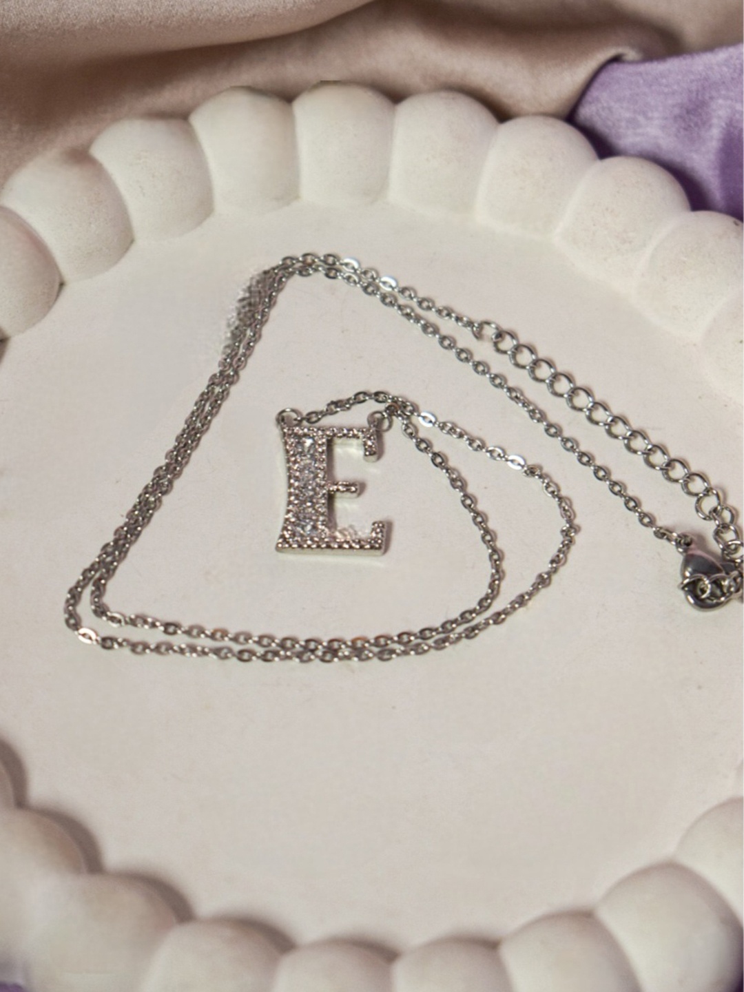 

SALTY Silver-Plated E Alphabet Letter Necklace