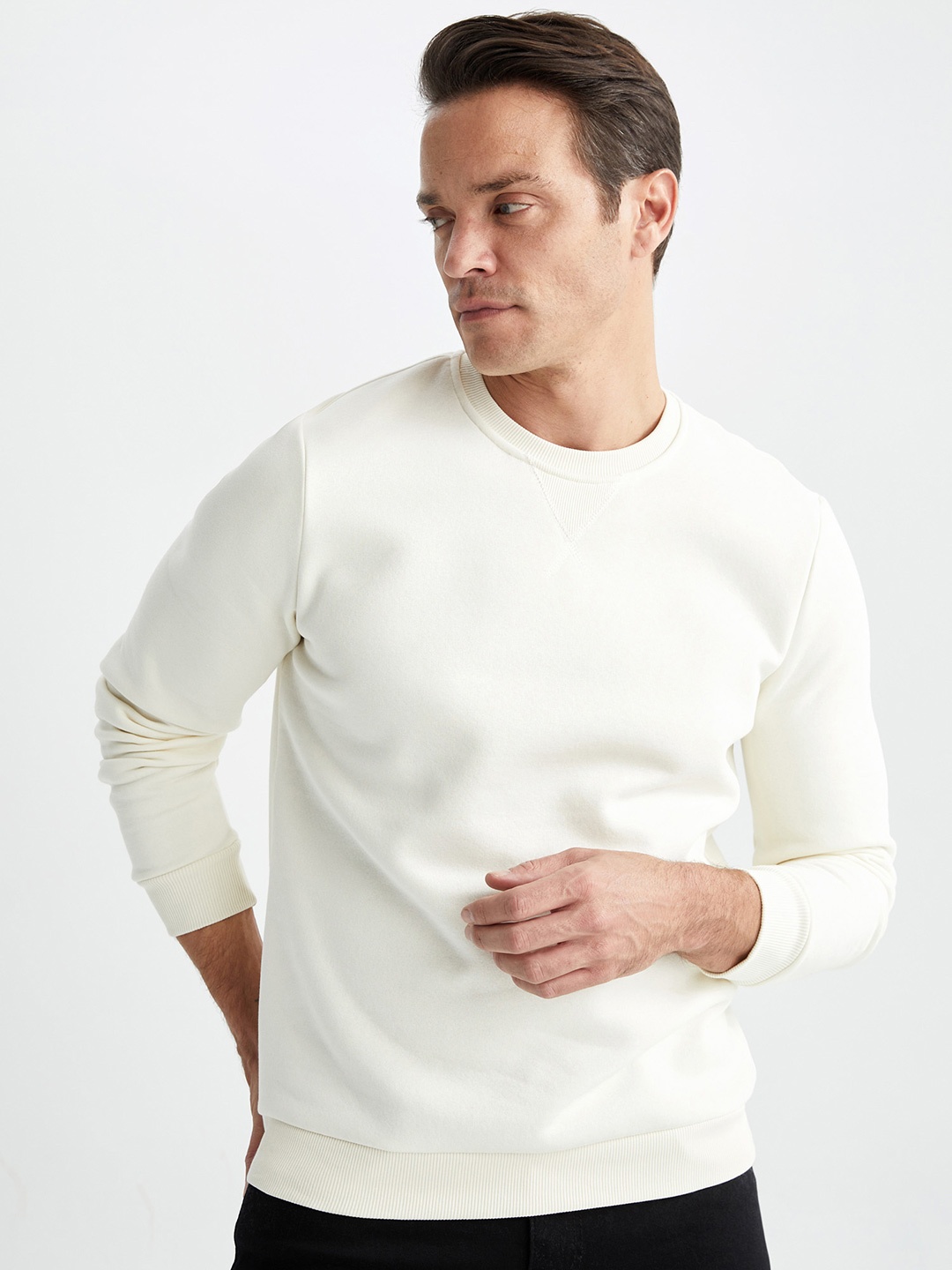 

DeFacto Men Pullover Sweatshirt, White