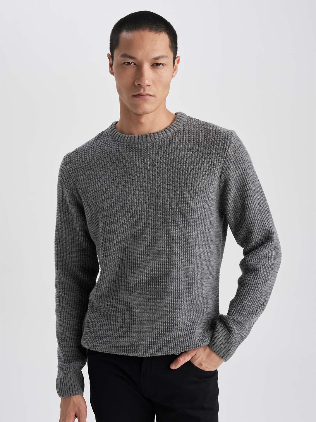 

DeFacto Long Sleeves Ribbed Acrylic Pullover, Grey