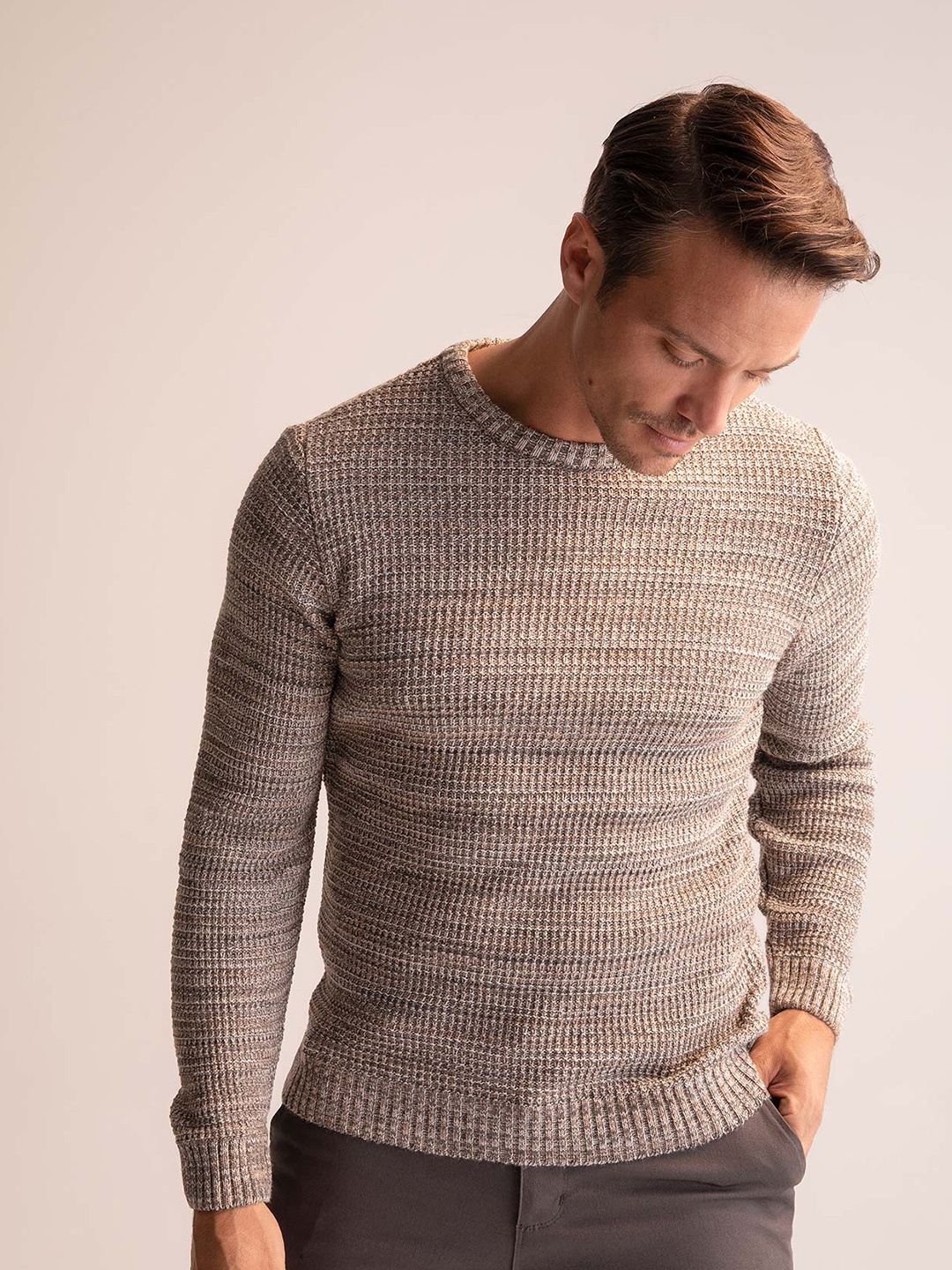 

DeFacto Self Designed Ribbed Acrylic Pullover, Brown