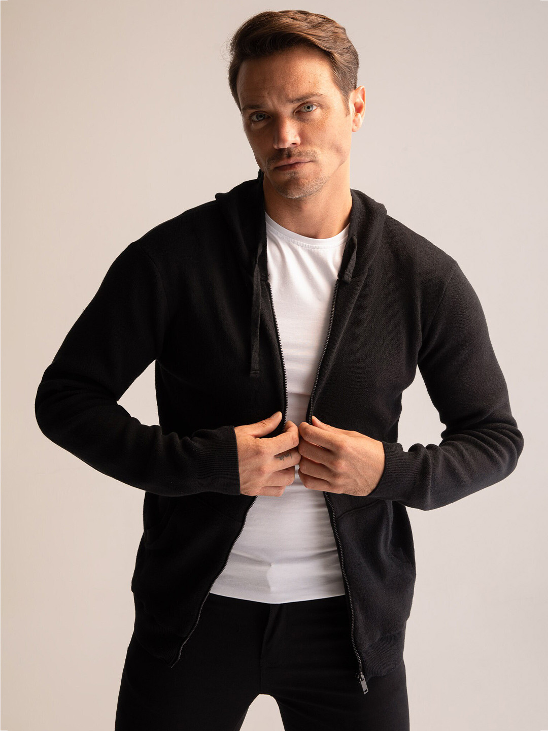 

DeFacto Hooded Front-Open Sweatshirt, Black