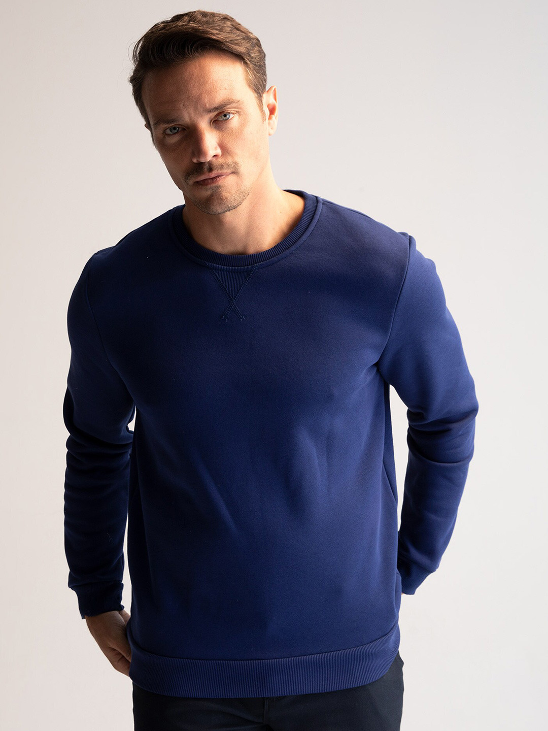 

DeFacto Round Neck Acrylic Pullover Sweaters, Blue