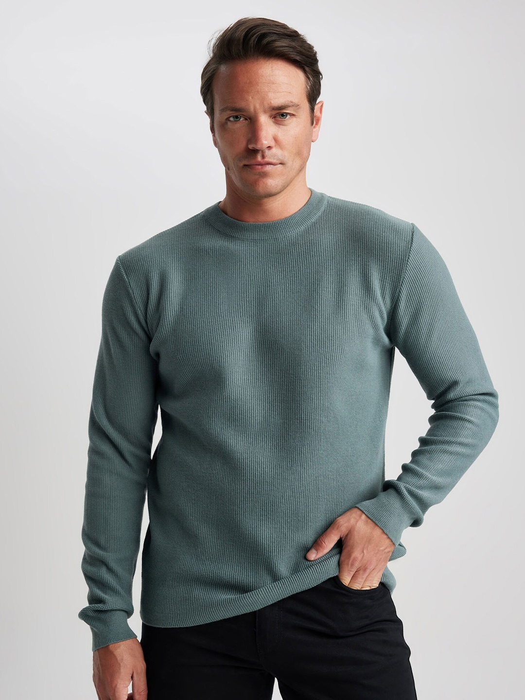 

DeFacto Ribbed Pullover, Blue
