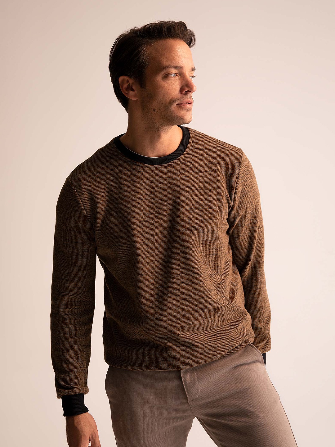 

DeFacto Round Neck Pullover, Brown