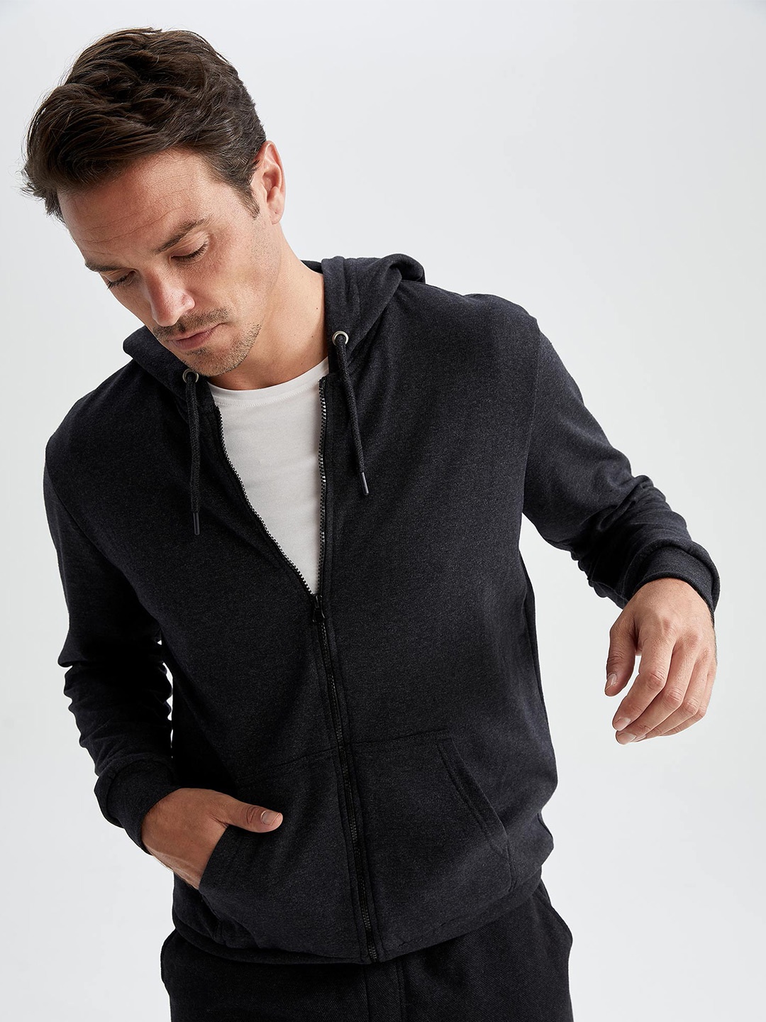 

DeFacto Hood Cotton Cardigan, Black