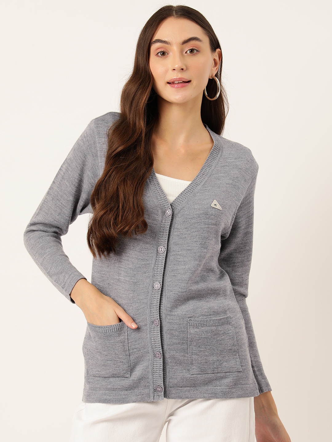 

Monte Carlo Melange Effect Woollen Cardigan, Grey melange