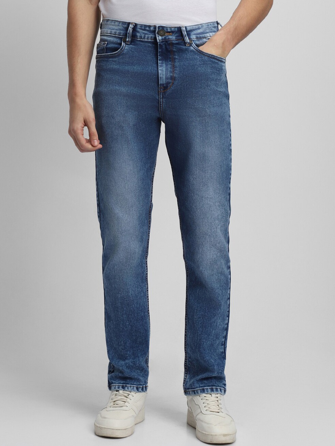 

Dennis Lingo Men Straight Fit Clean Look Light Fade Stretchable Jeans, Blue