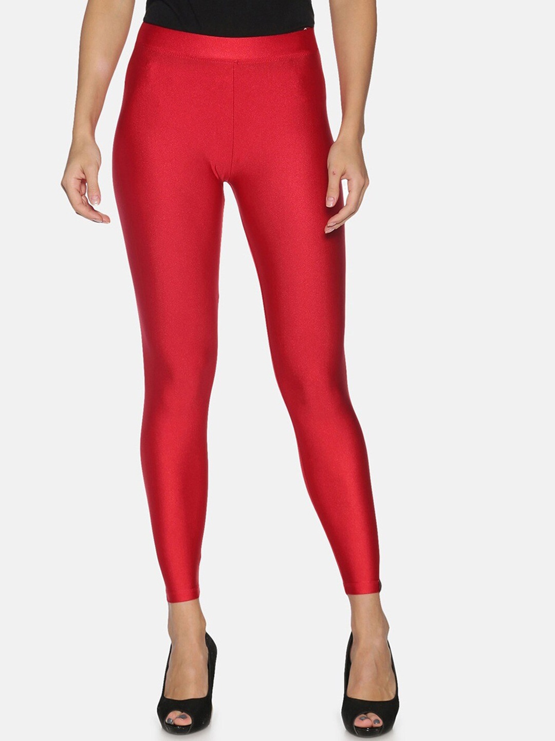 

TWIN BIRDS Shimmer Ankle Length Leggings, Red