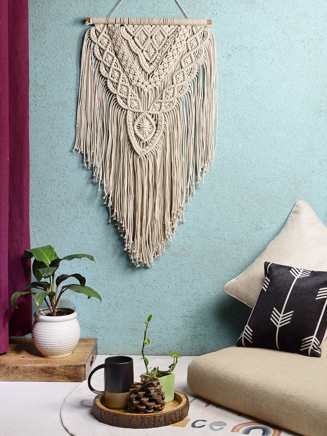 

ANWYN Beige Textured Cotton Wall Hangings