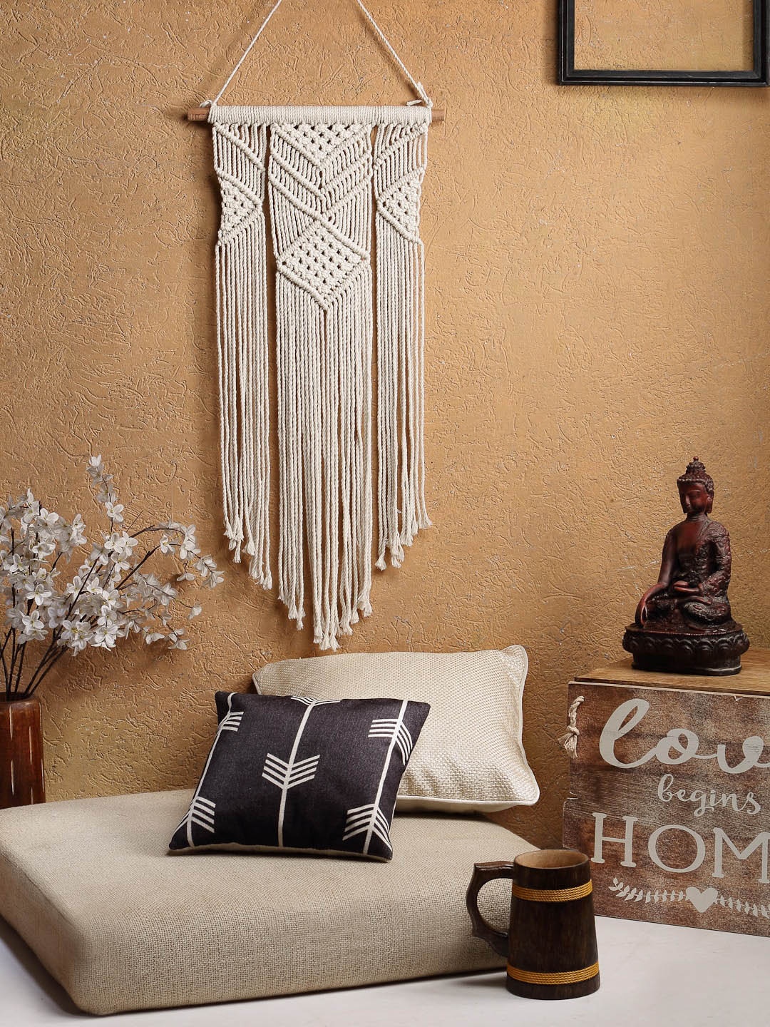 

ANWYN Beige Textured Macrame Cotton Wall Hanging