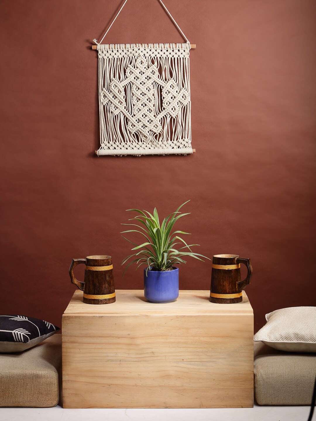 

ANWYN Beige Textured Macrame Cotton Wall Hanging