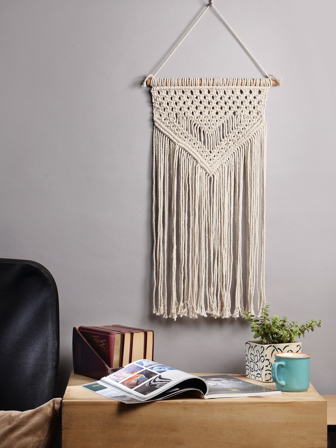 

ANWYN Beige Textured Macrame Cotton Wall Hanging