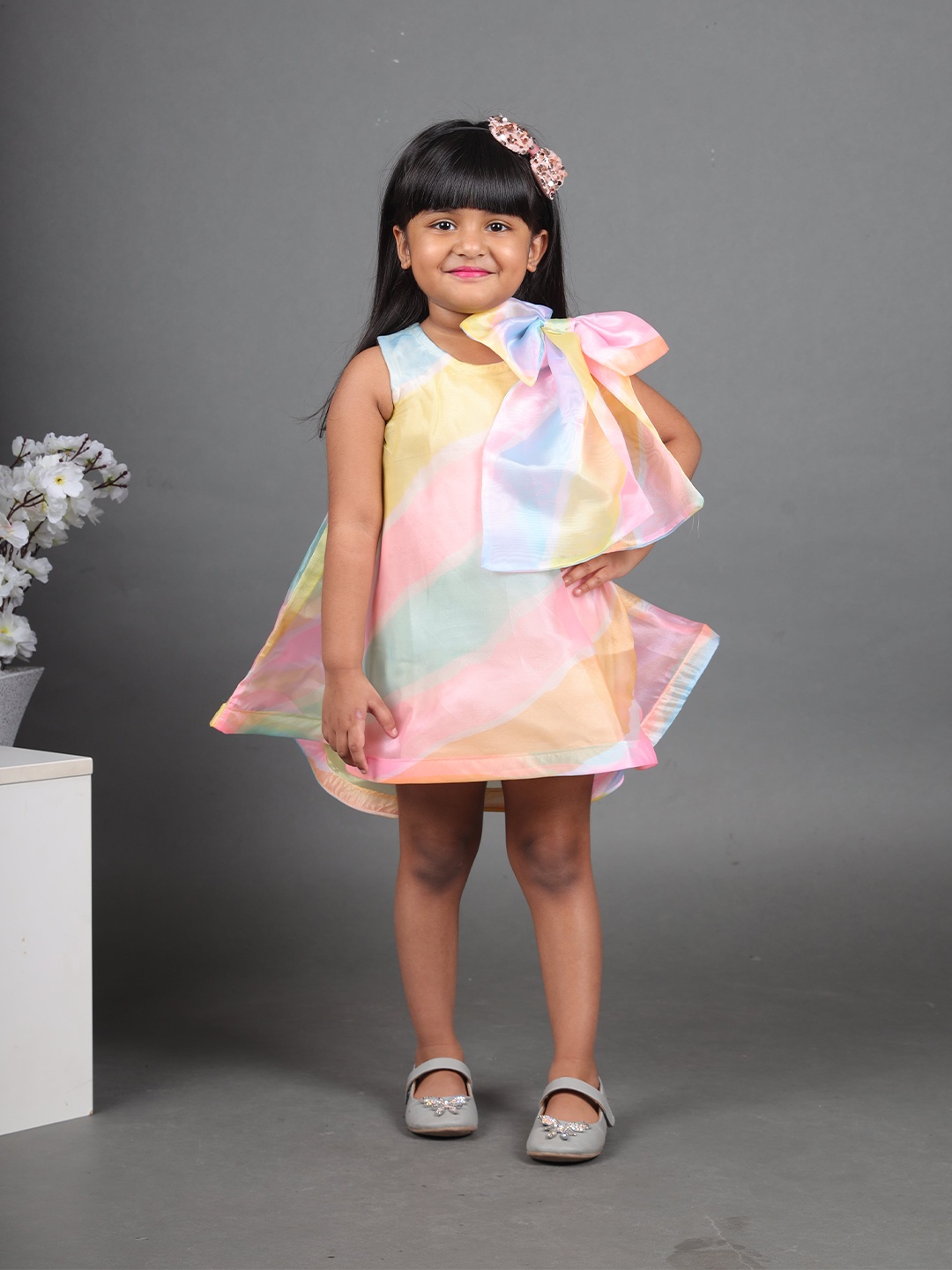 

Maaikid Girls Abstract Printed Bow A-Line Dress, Yellow
