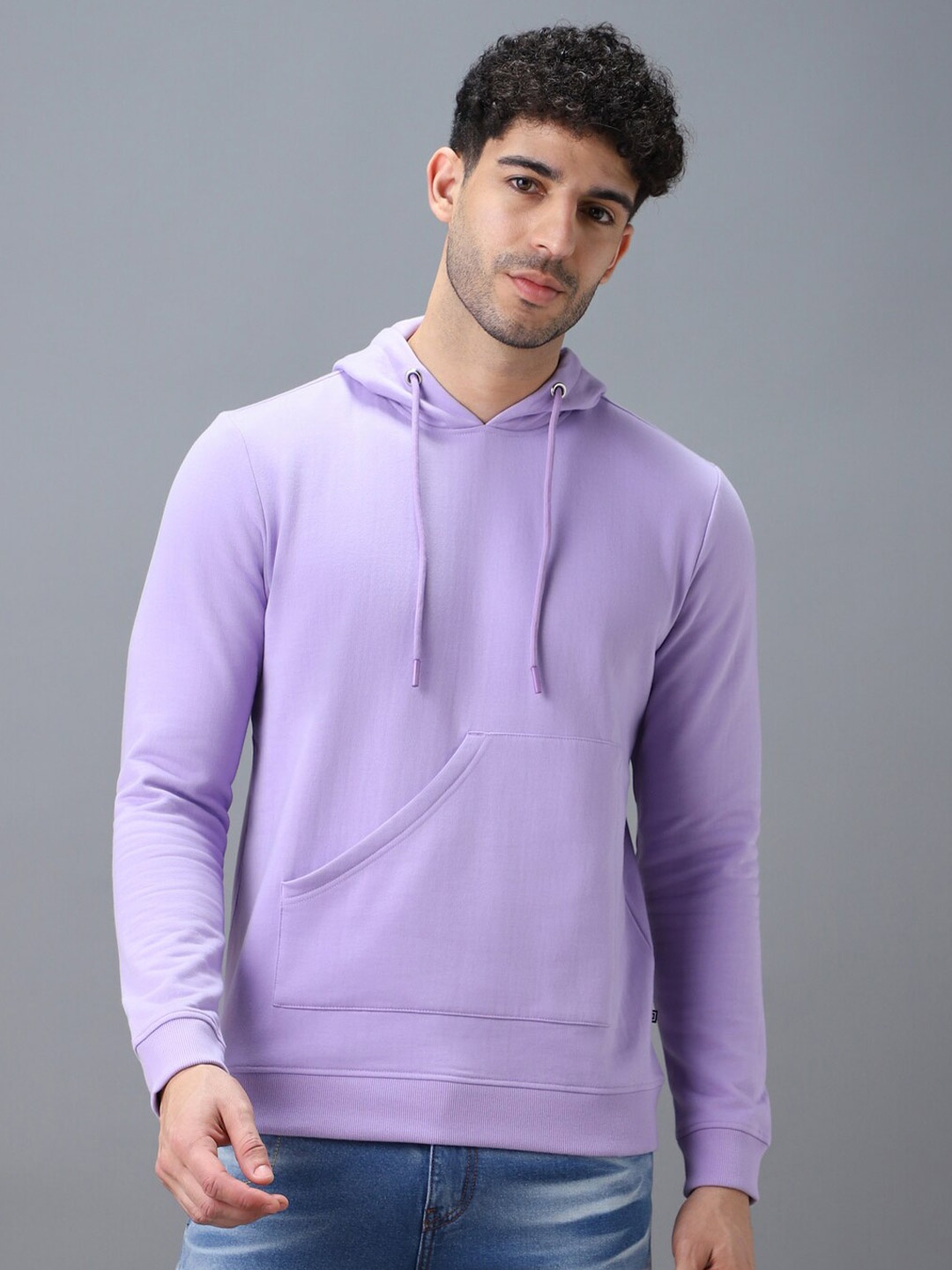 

Urbano Fashion Cotton Solid Hooded Neck Sweatshirt, Lavender