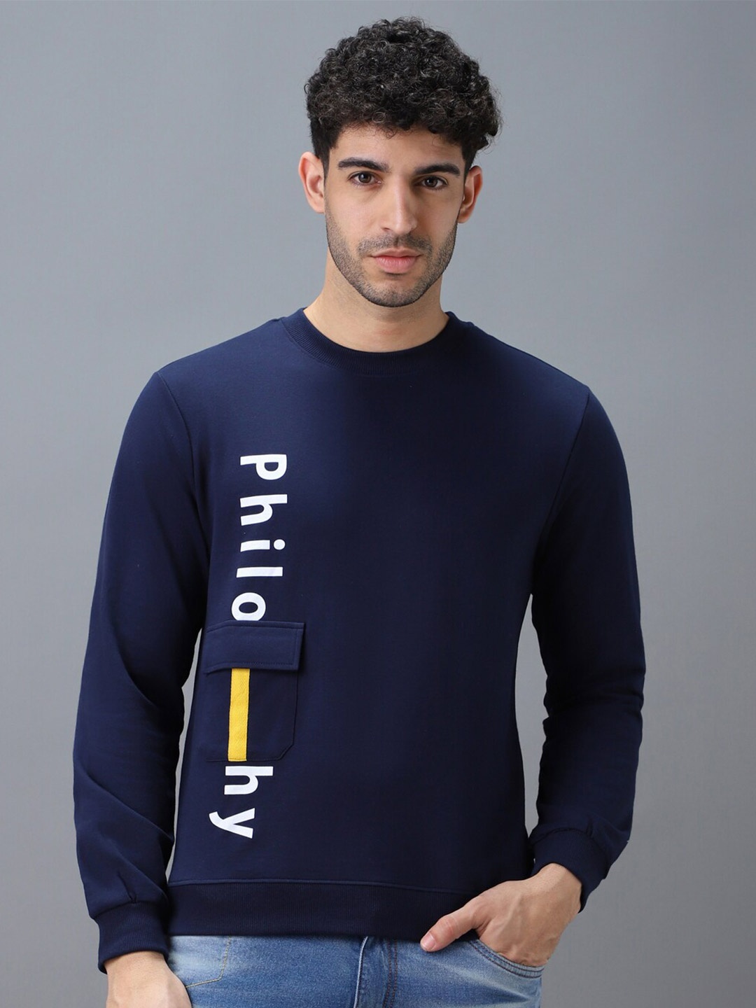 

Urbano Fashion Men Placement Typography Print Sweatshirt, Blue