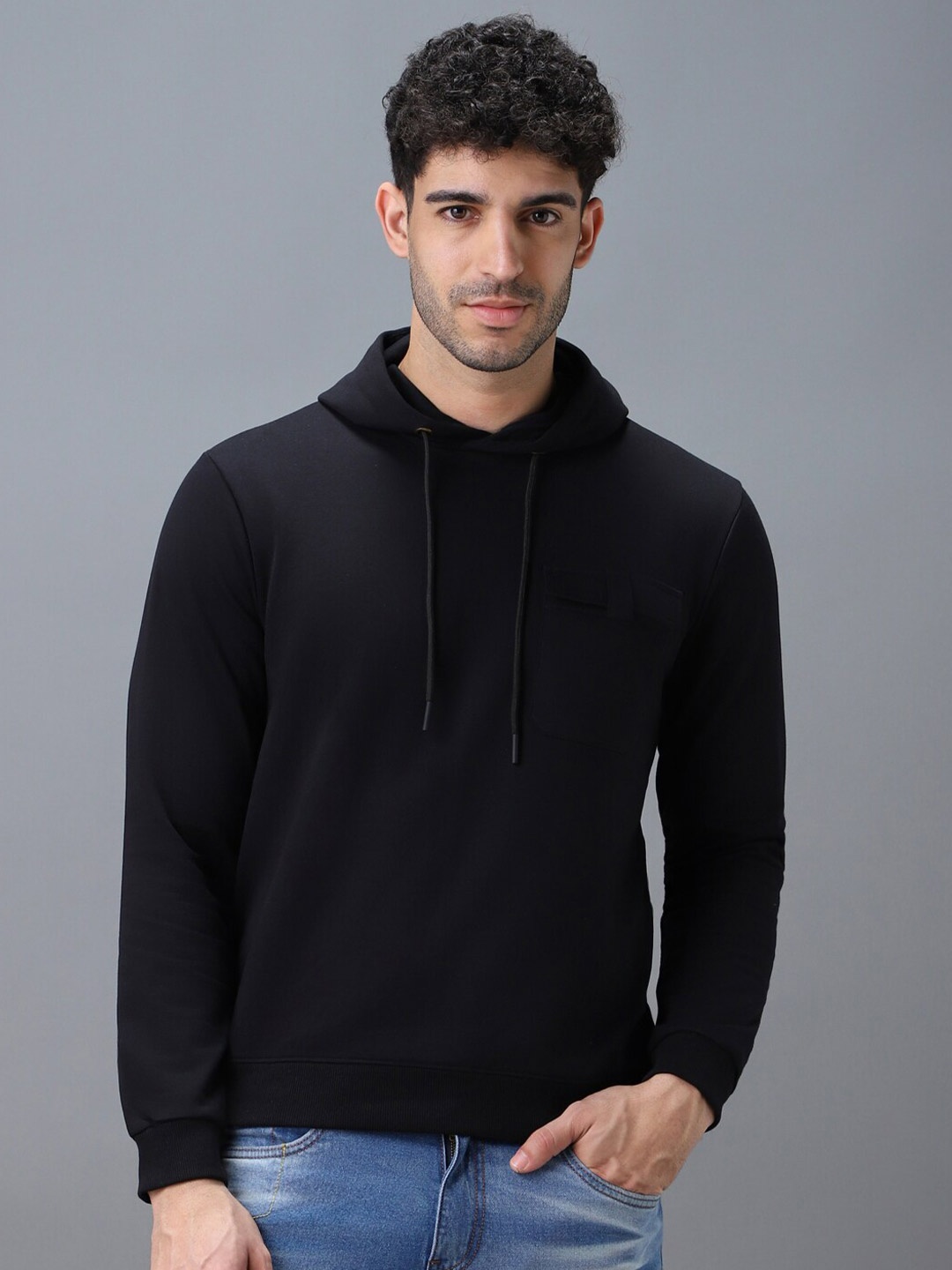 

Urbano Fashion Men Solid Hooded Sweatshirt, Black