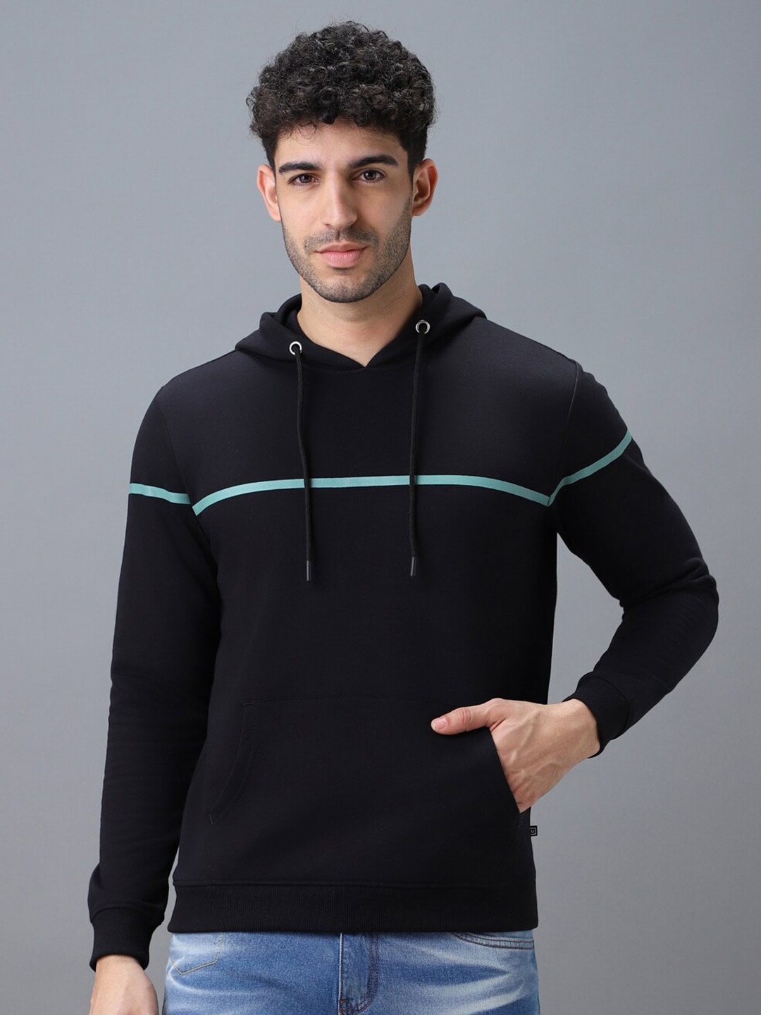 

Urbano Fashion Cotton Solid Hooded Neck Sweatshirt, Black
