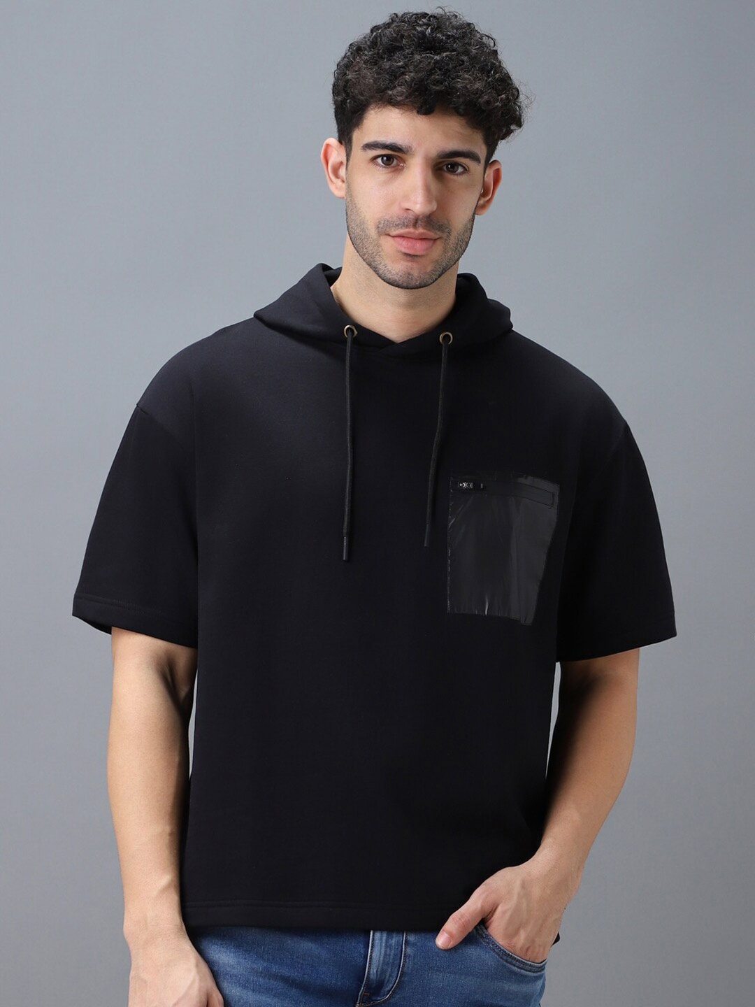 

Urbano Fashion Men Solid Pockets Oversized Hooded Sweatshirt, Black