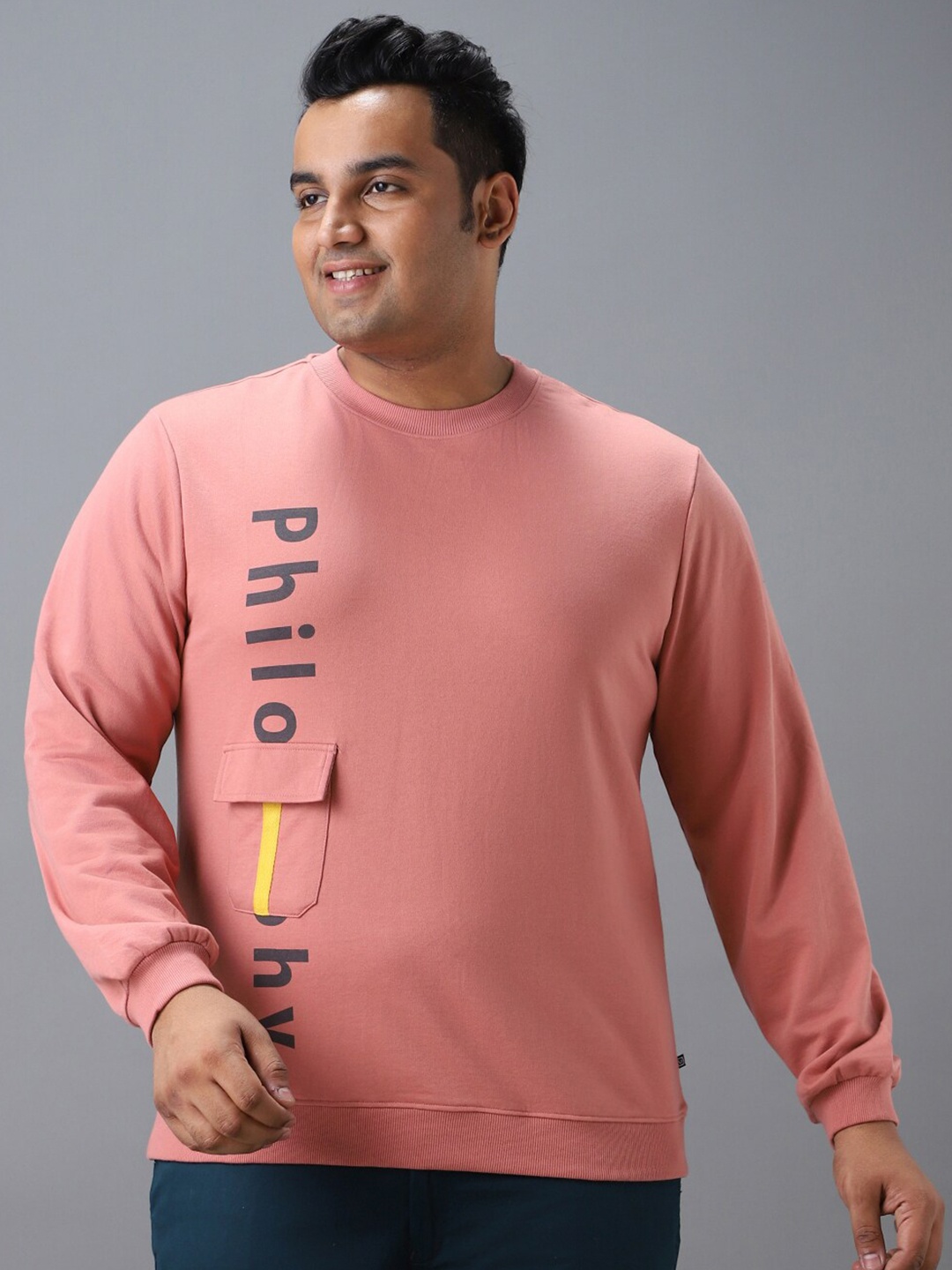 

Urbano Plus Cotton Graphic Print Round Neck Sweatshirt, Pink
