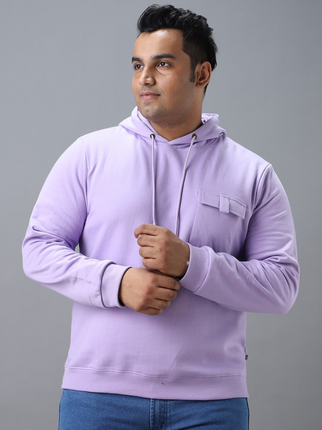 

Urbano Plus Cotton Solid Hooded Neck Sweatshirt, Purple