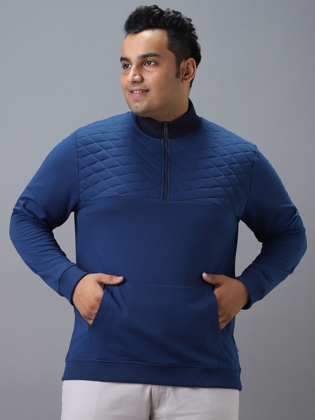 

Urbano Plus Men Solid High Neck Sweatshirt, Blue